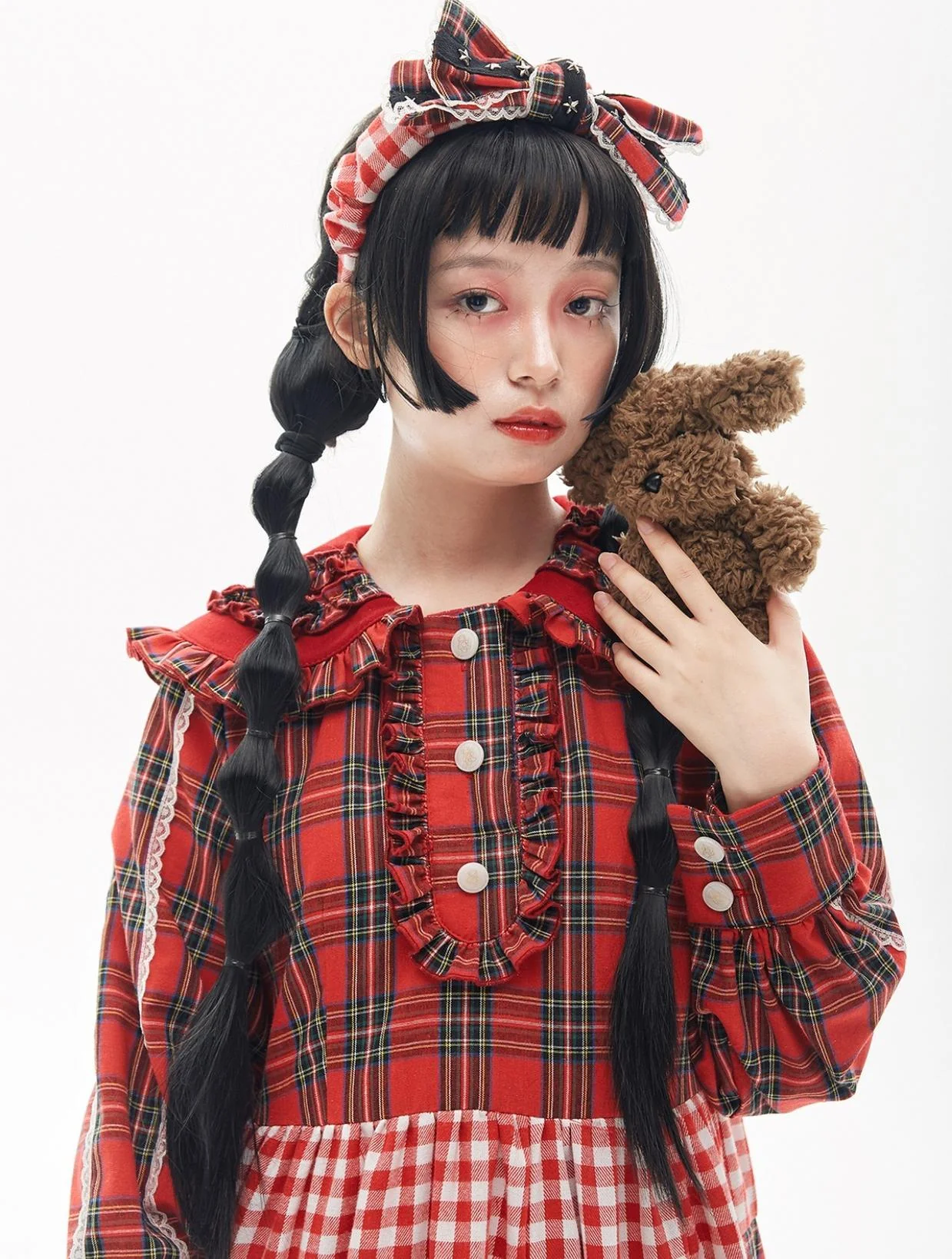 SOS MEME CLUB - Vintage Lolita OP Dress Red Lolita Plaid Dress for Spring Summer - Image 23