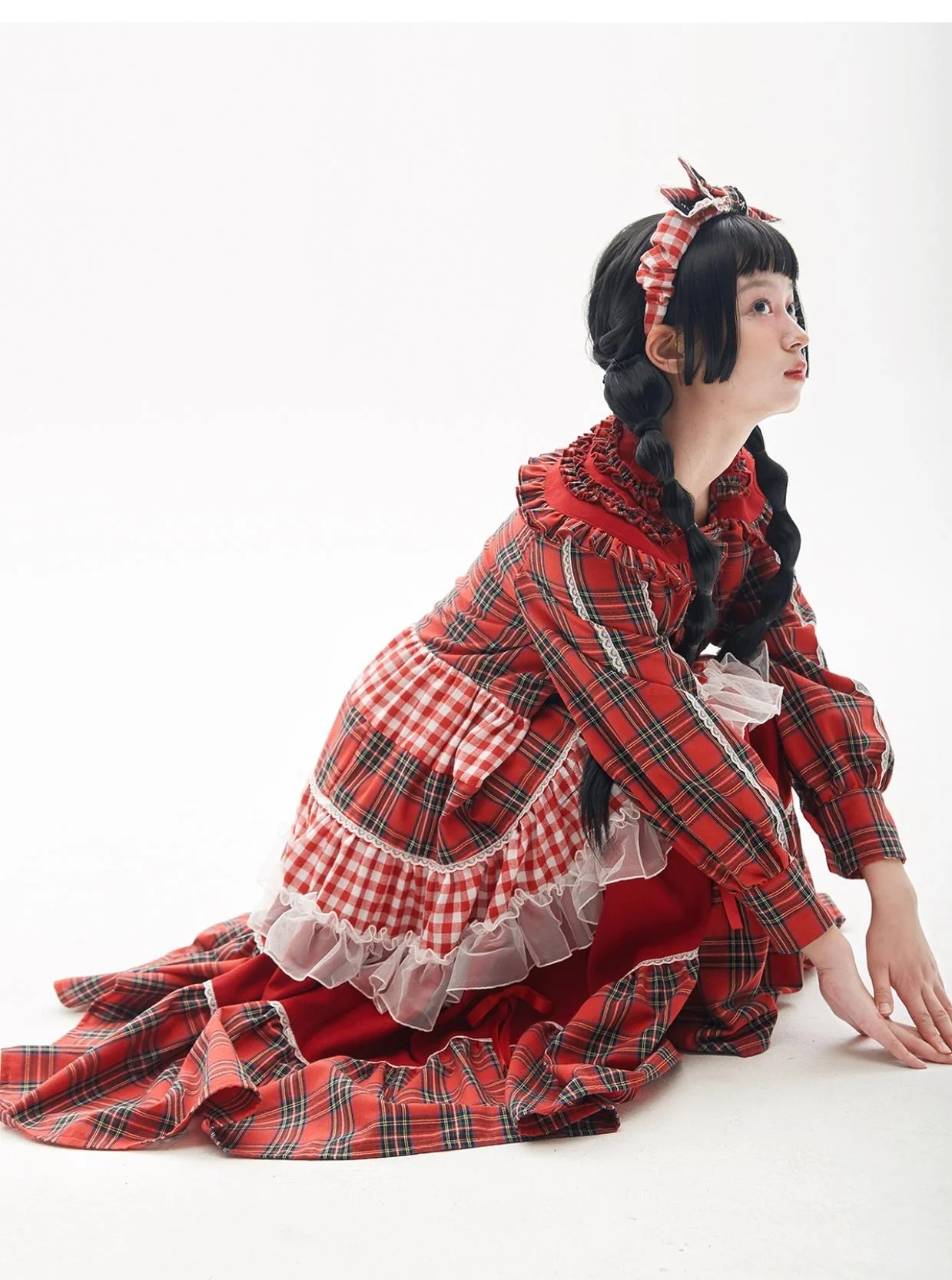 SOS MEME CLUB - Vintage Lolita OP Dress Red Lolita Plaid Dress for Spring Summer - Image 9