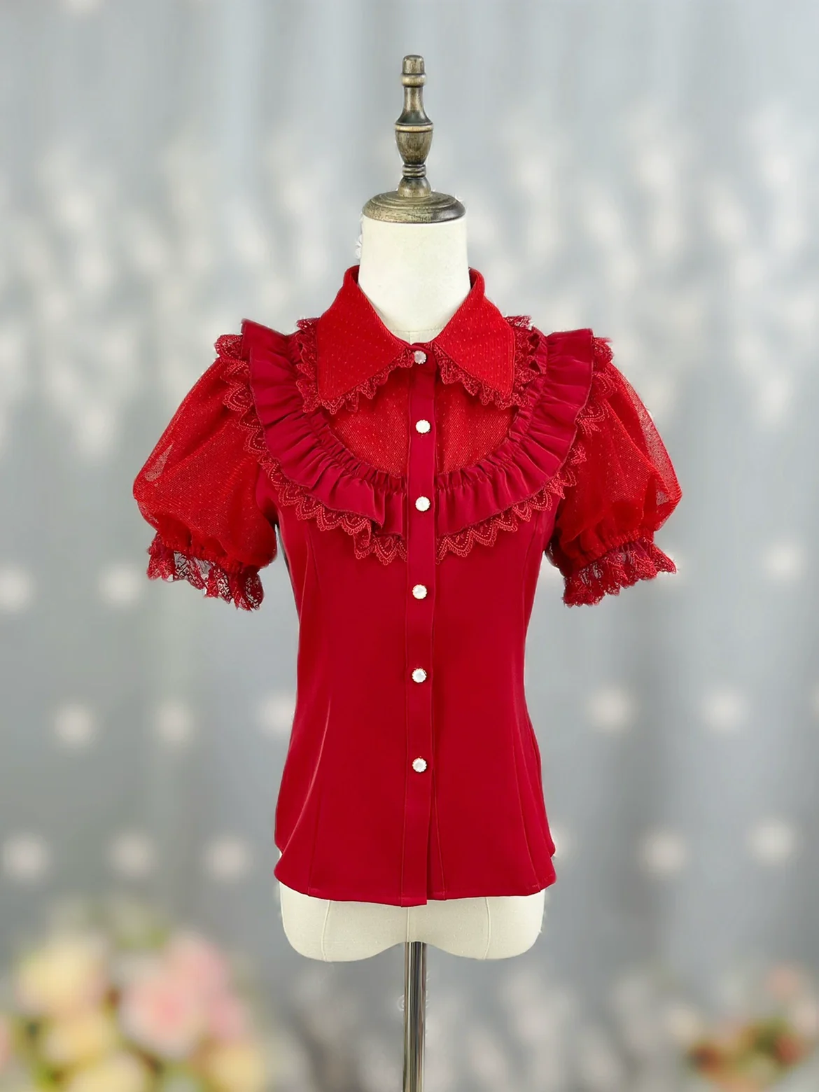 Sweet Lolita Shirt Peter Pan Collar Blouse Detachable Sleeves - Image 13