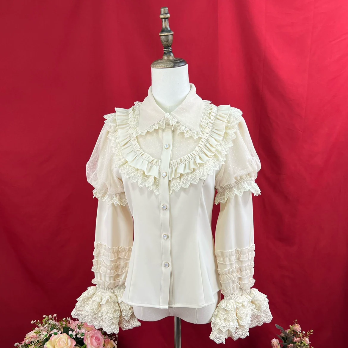 Sweet Lolita Shirt Peter Pan Collar Blouse Detachable Sleeves - Image 4