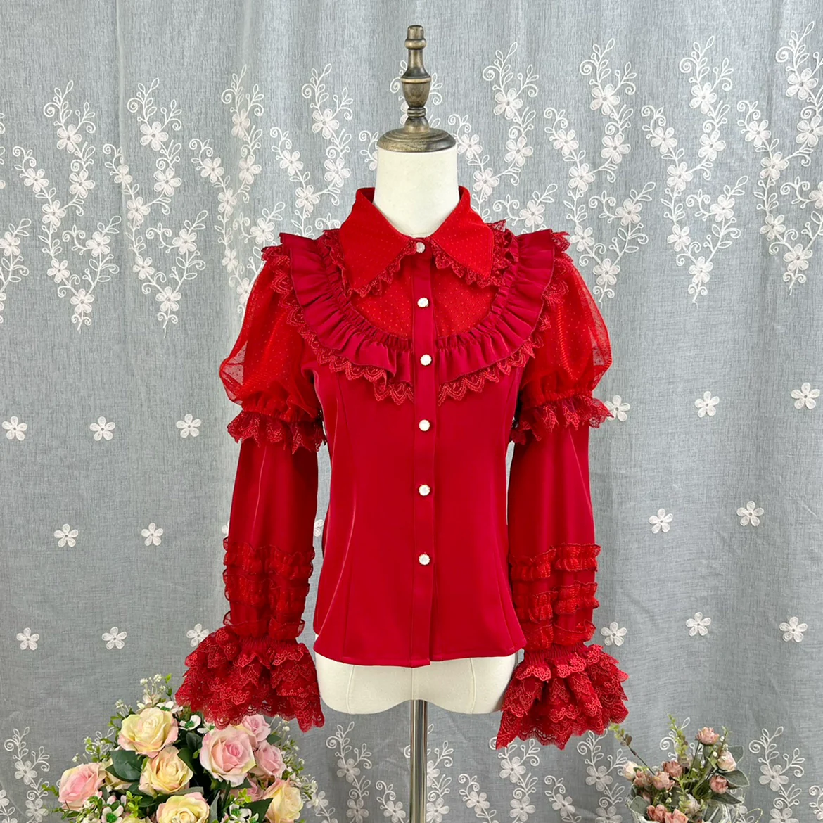 Sweet Lolita Shirt Peter Pan Collar Blouse Detachable Sleeves - Image 5