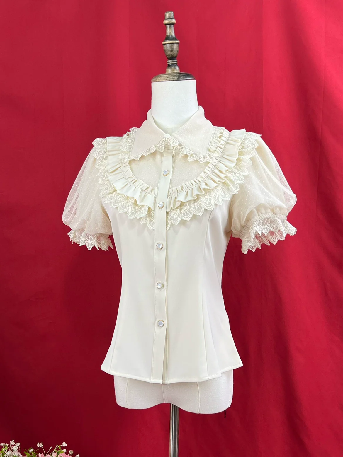 Sweet Lolita Shirt Peter Pan Collar Blouse Detachable Sleeves - Image 8