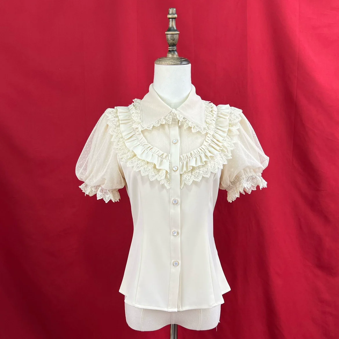 Sweet Lolita Shirt Peter Pan Collar Blouse Detachable Sleeves - Image 9