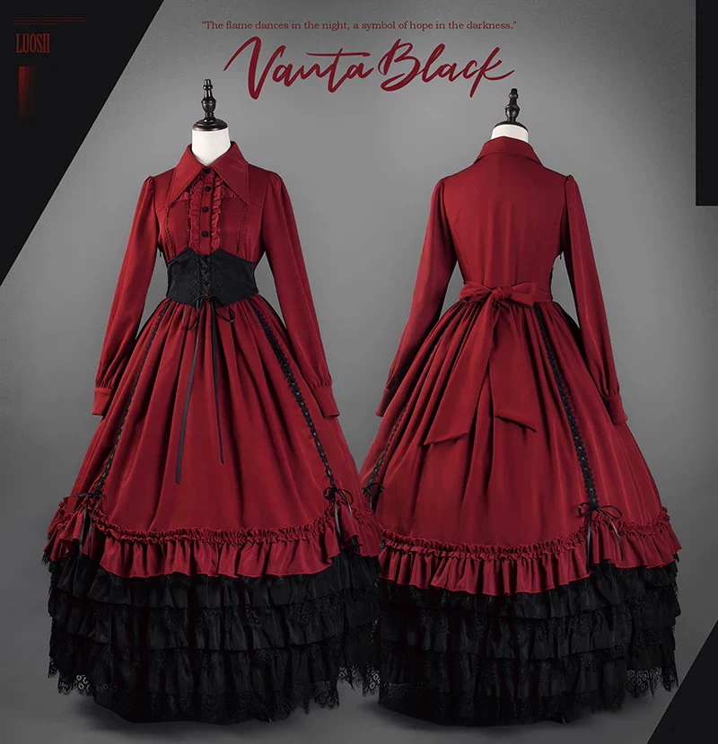 Amala - Long Gothic Lolita Skirt, Tiered Hem - Image 3