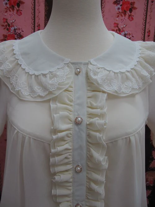 Loose Chiffon Lace Lolita Blouse - Image 2