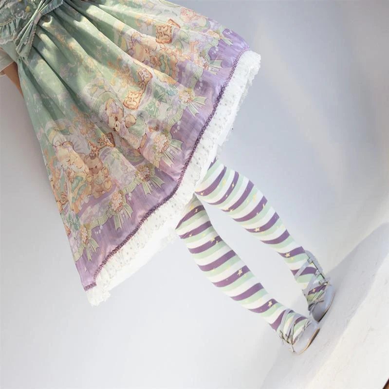 Yukine's Box - Macaron Lolita Cute Stripe Socks - Image 27