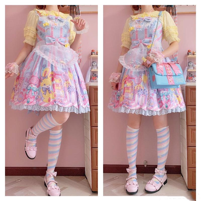Yukine's Box - Macaron Lolita Cute Stripe Socks - Image 37