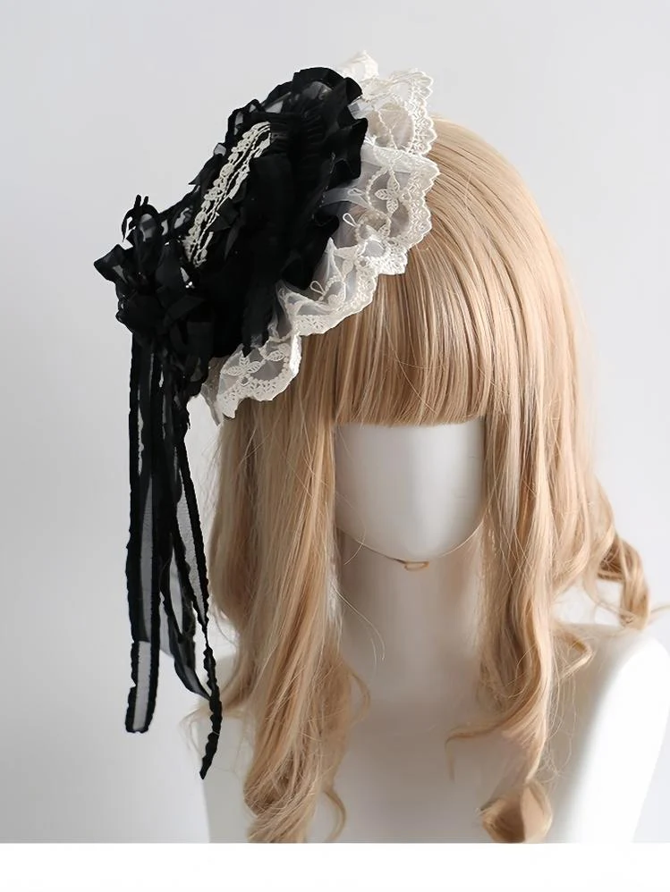 Xiaogui - Maid Lolita Hairband Doll Lolita Cuffs and Top Hat - Image 2