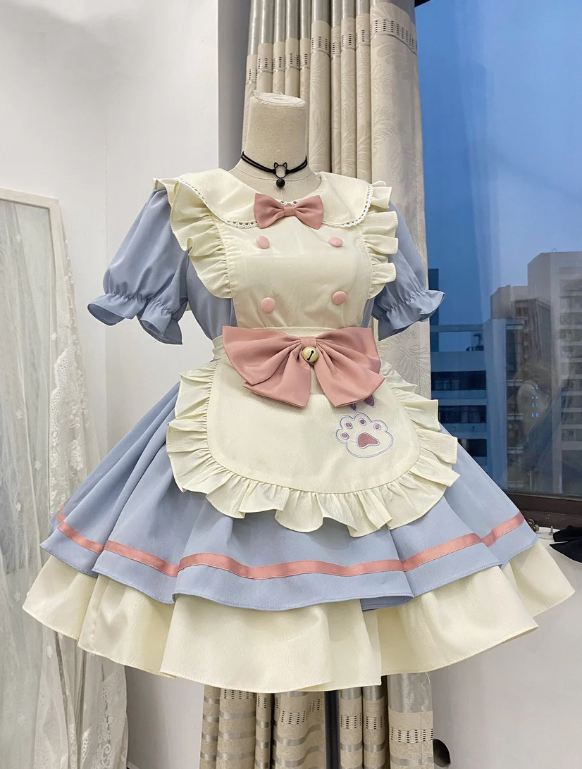 Qianmu - Cat Cafe - Maid Lolita OP dress with Detachable Bow and Apron - Image 14