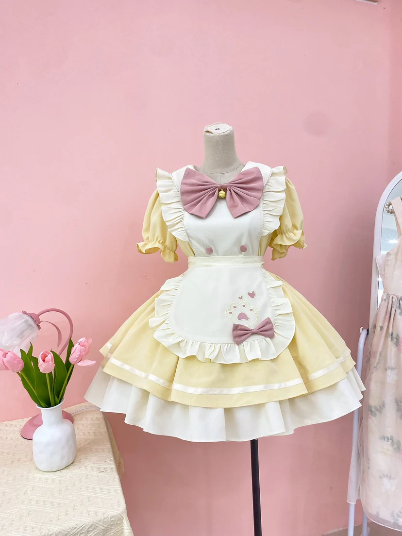 Qianmu - Cat Cafe - Maid Lolita OP dress with Detachable Bow and Apron - Image 15