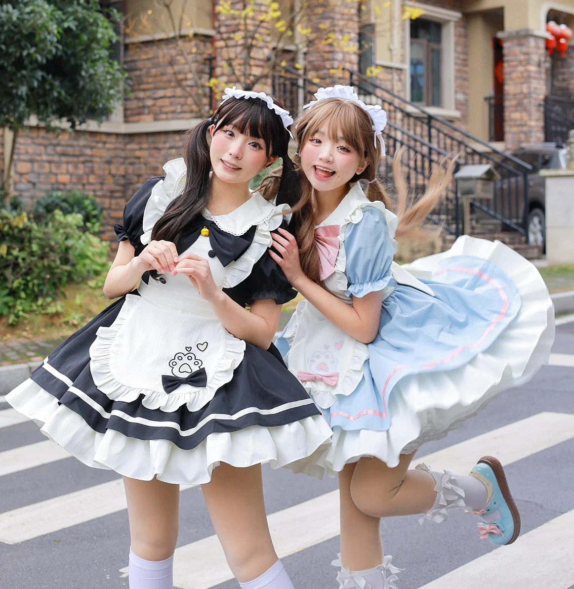 Qianmu - Cat Cafe - Maid Lolita OP dress with Detachable Bow and Apron - Image 2