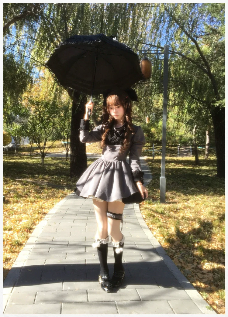 With PUJI - Suki - Maid Lolita OP Set, Detachable Apron, Juliet Sleeve - Image 24