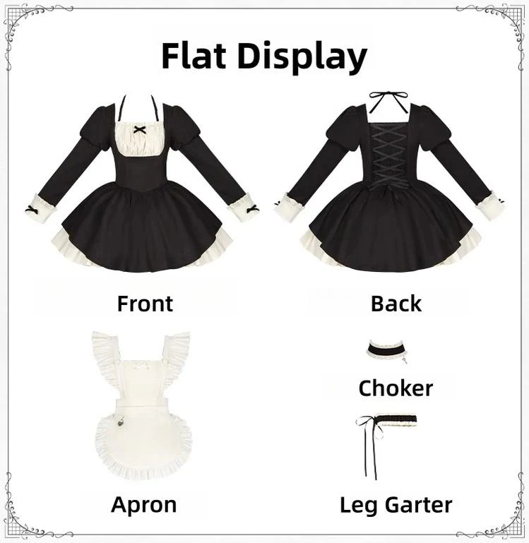 With PUJI - Suki - Maid Lolita OP Set, Detachable Apron, Juliet Sleeve - Image 30