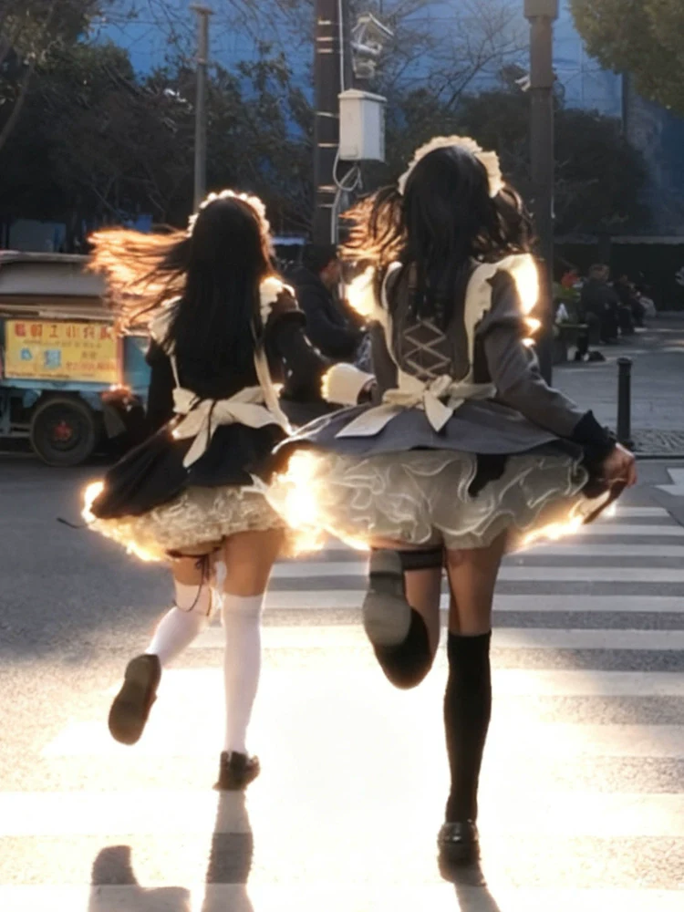With PUJI - Suki - Maid Lolita OP Set, Detachable Apron, Juliet Sleeve - Image 5