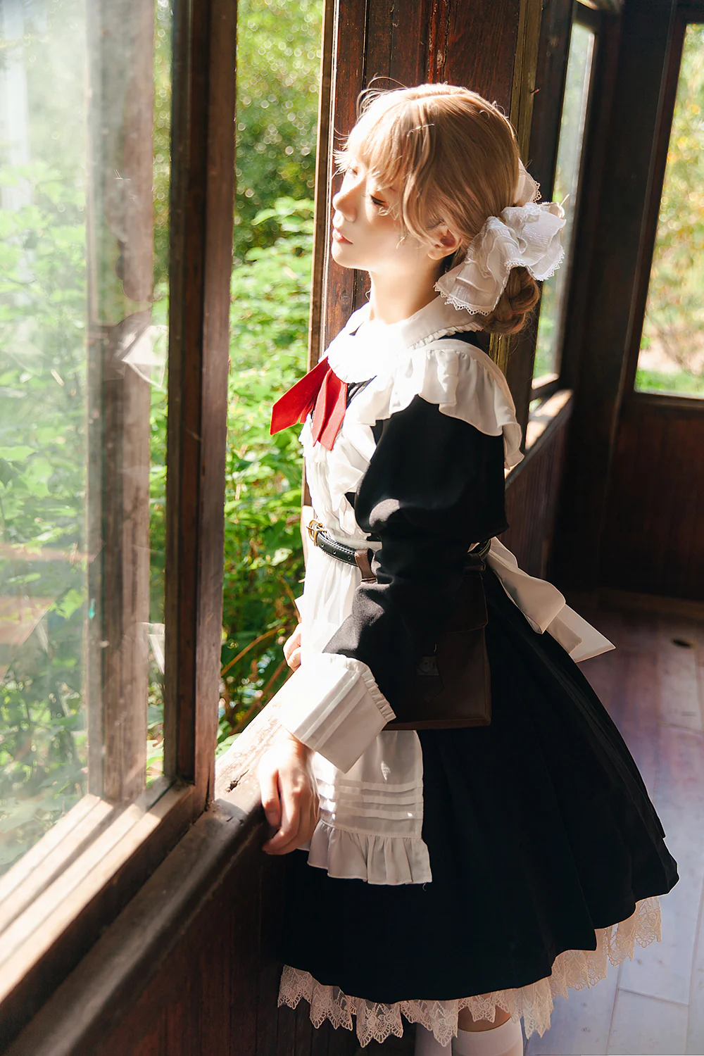 Suliko - Maid Lolita OP Set with Soldier Style Waist Pack and Apron - Image 16