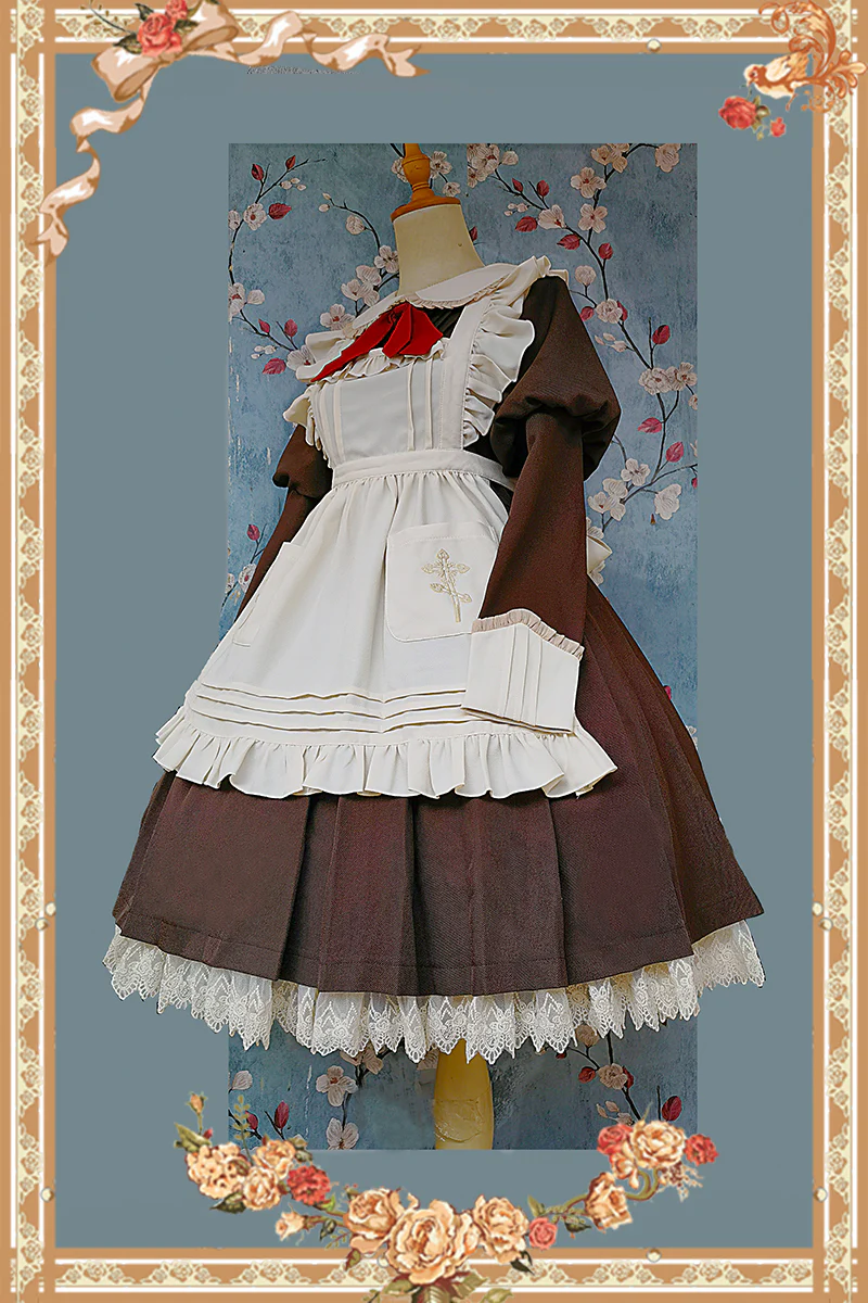 Suliko - Maid Lolita OP Set with Soldier Style Waist Pack and Apron - Image 19