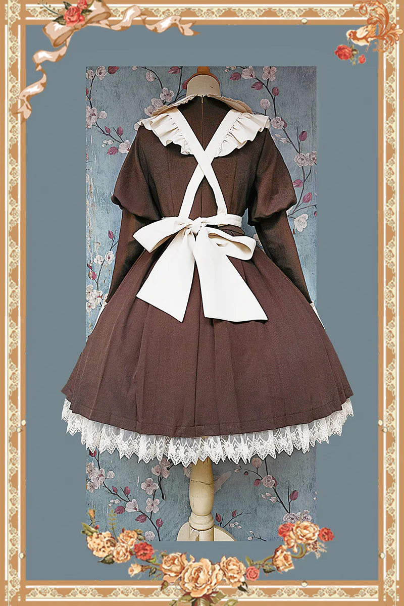 Suliko - Maid Lolita OP Set with Soldier Style Waist Pack and Apron - Image 21