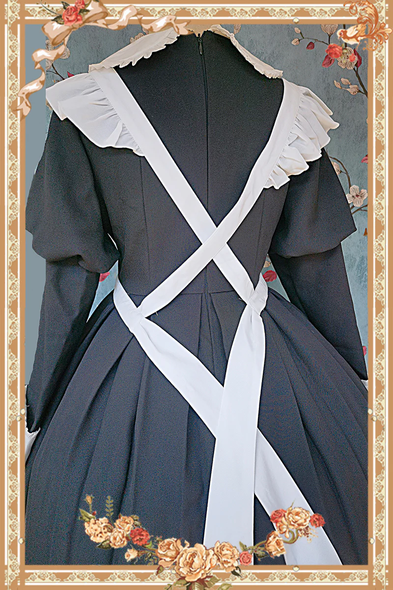 Suliko - Maid Lolita OP Set with Soldier Style Waist Pack and Apron - Image 32