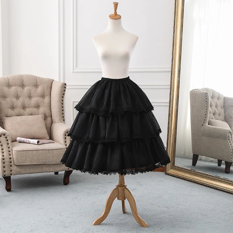 White Elegant Lolita Petticoat, Adjustable Length - Image 3