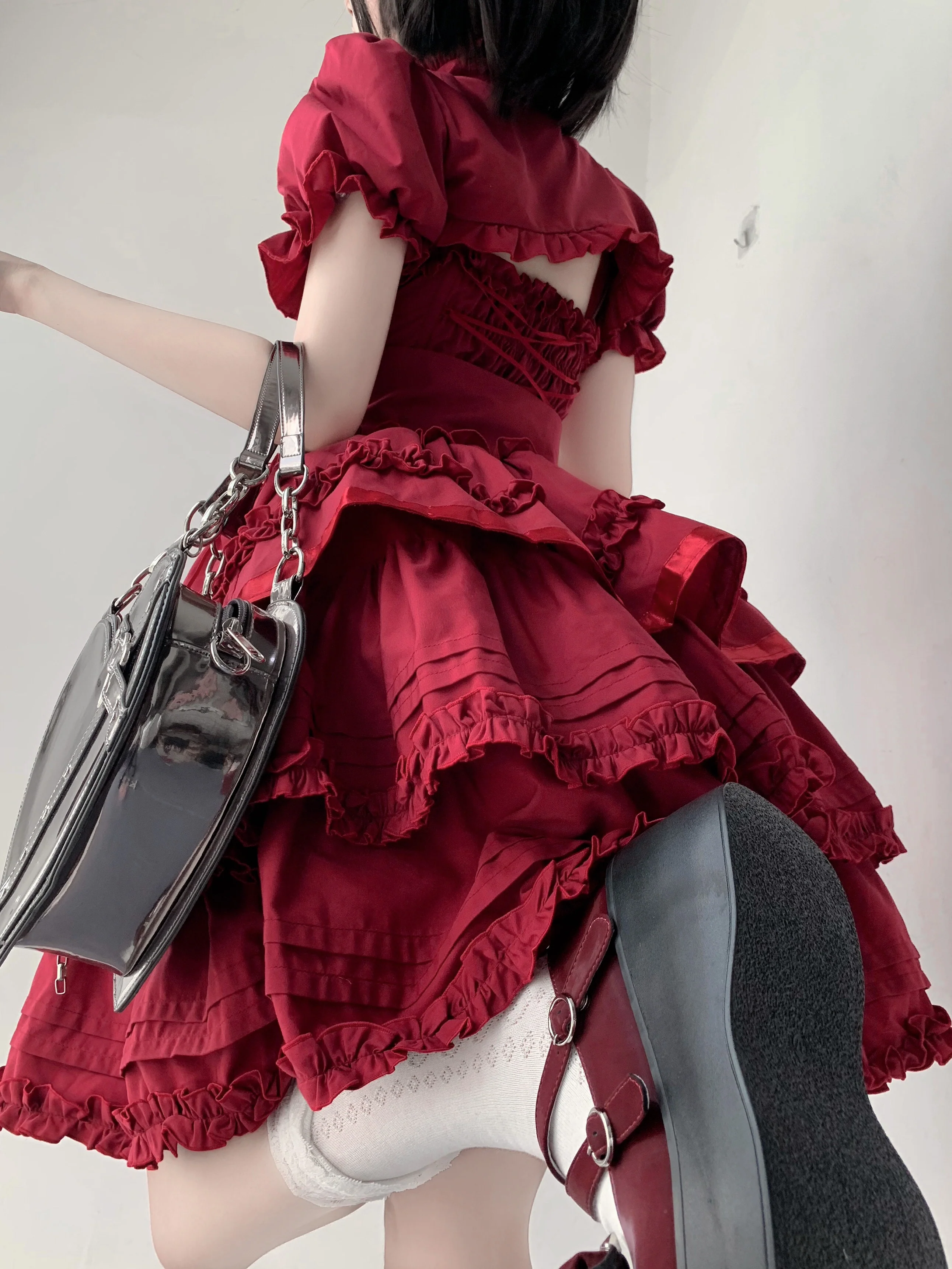 Mengfuzi - LiLith - Christmas Gothic Lolita JSK Dress, Short Sleeve Bolero - Image 15