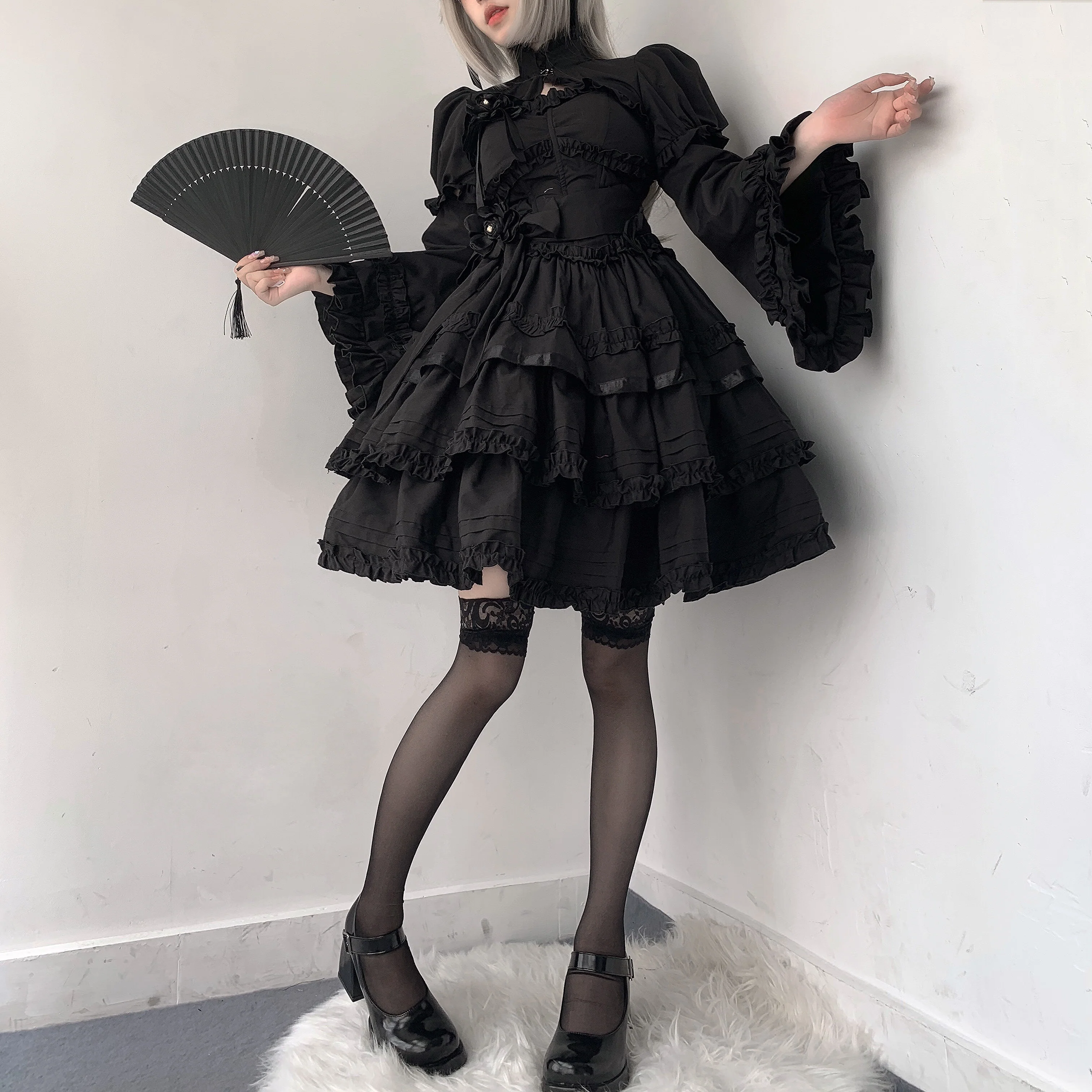 Mengfuzi - LiLith - Christmas Gothic Lolita JSK Dress, Short Sleeve Bolero - Image 22