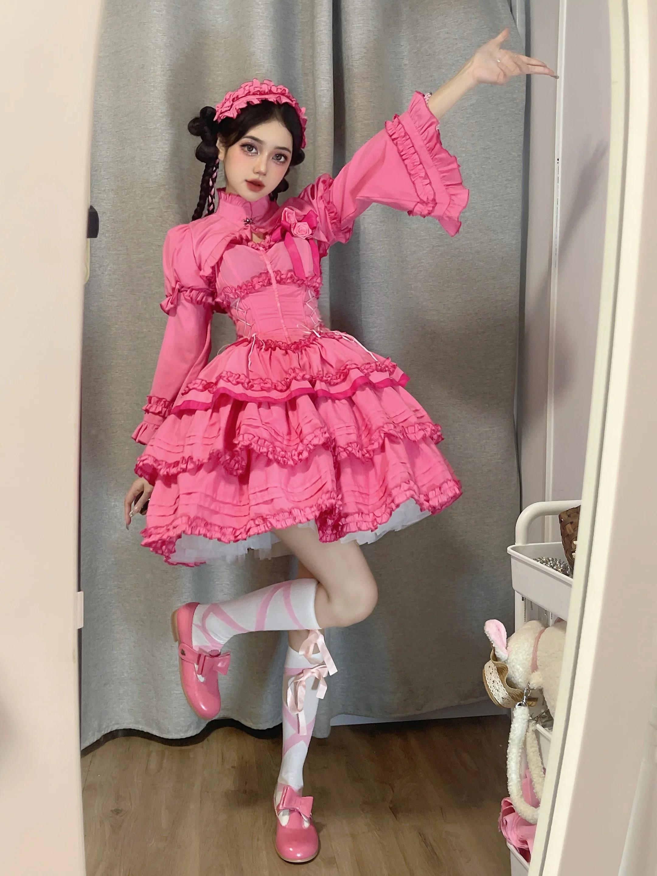 Mengfuzi - LiLith - Christmas Gothic Lolita JSK Dress, Short Sleeve Bolero - Image 26