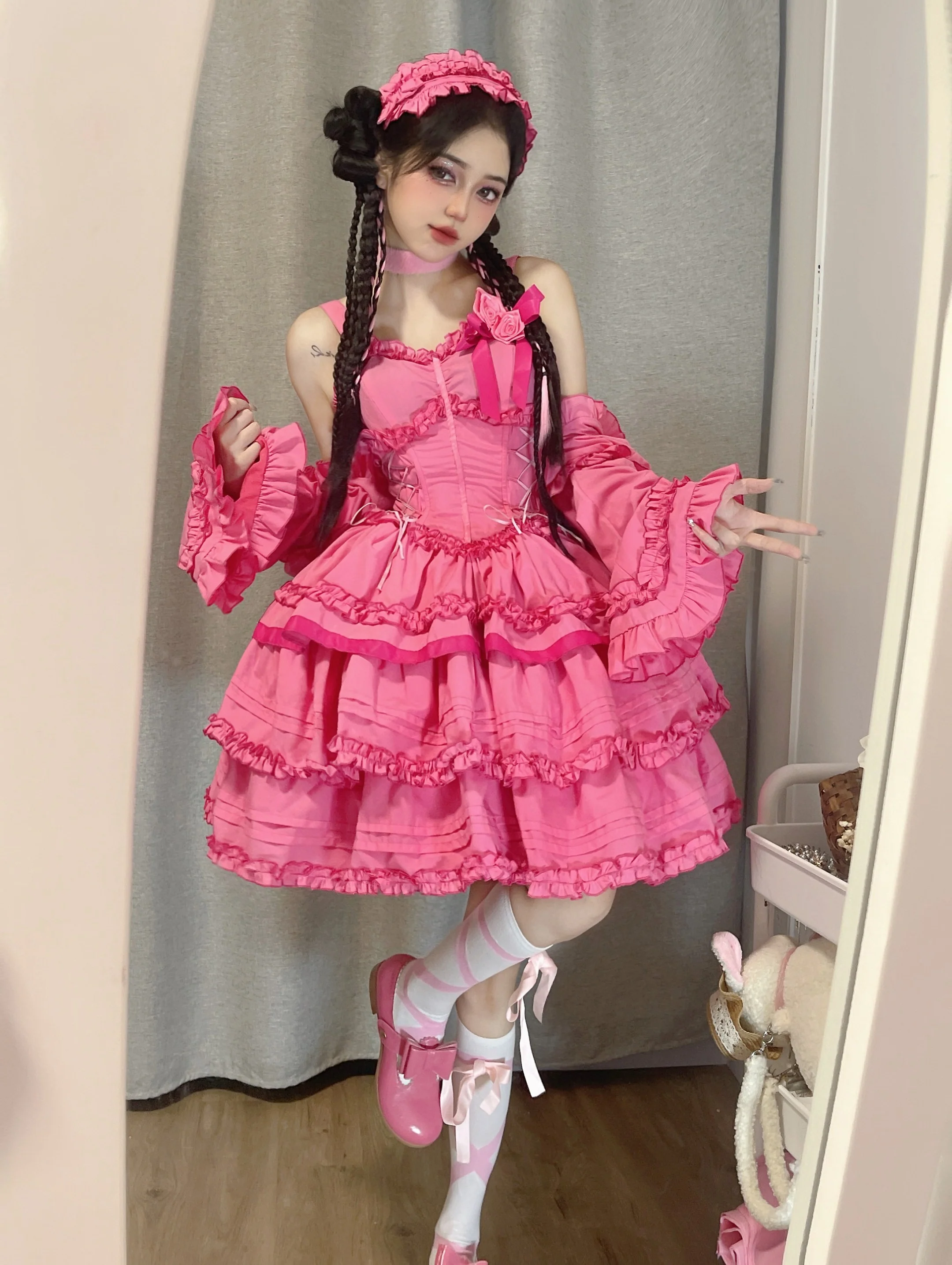 Mengfuzi - LiLith - Christmas Gothic Lolita JSK Dress, Short Sleeve Bolero - Image 27
