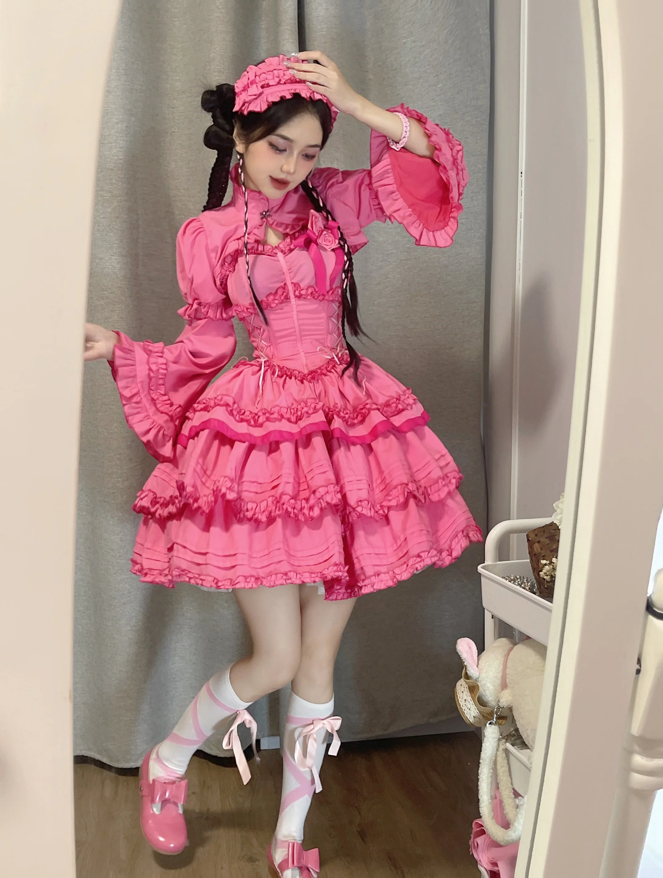 Mengfuzi - LiLith - Christmas Gothic Lolita JSK Dress, Short Sleeve Bolero - Image 28
