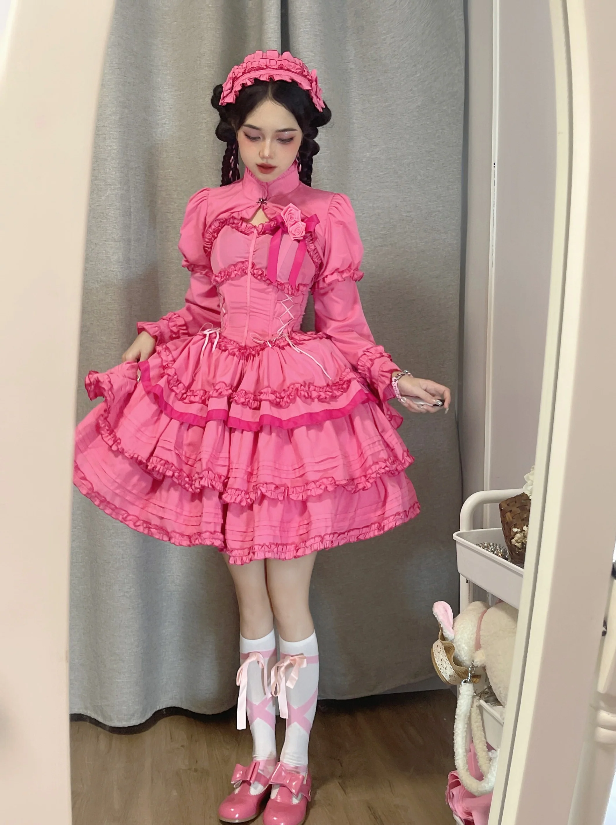 Mengfuzi - LiLith - Christmas Gothic Lolita JSK Dress, Short Sleeve Bolero - Image 30