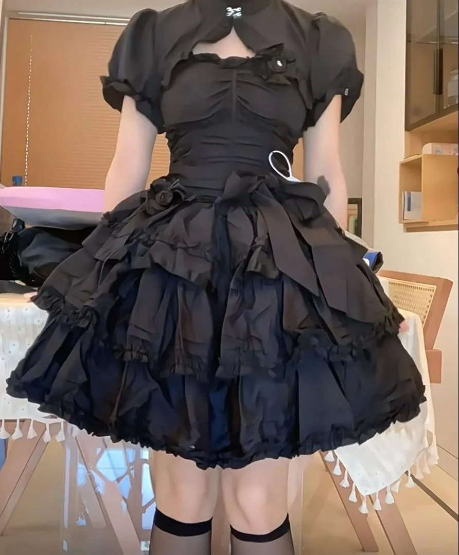 Mengfuzi - LiLith - Christmas Gothic Lolita JSK Dress, Short Sleeve Bolero - Image 35