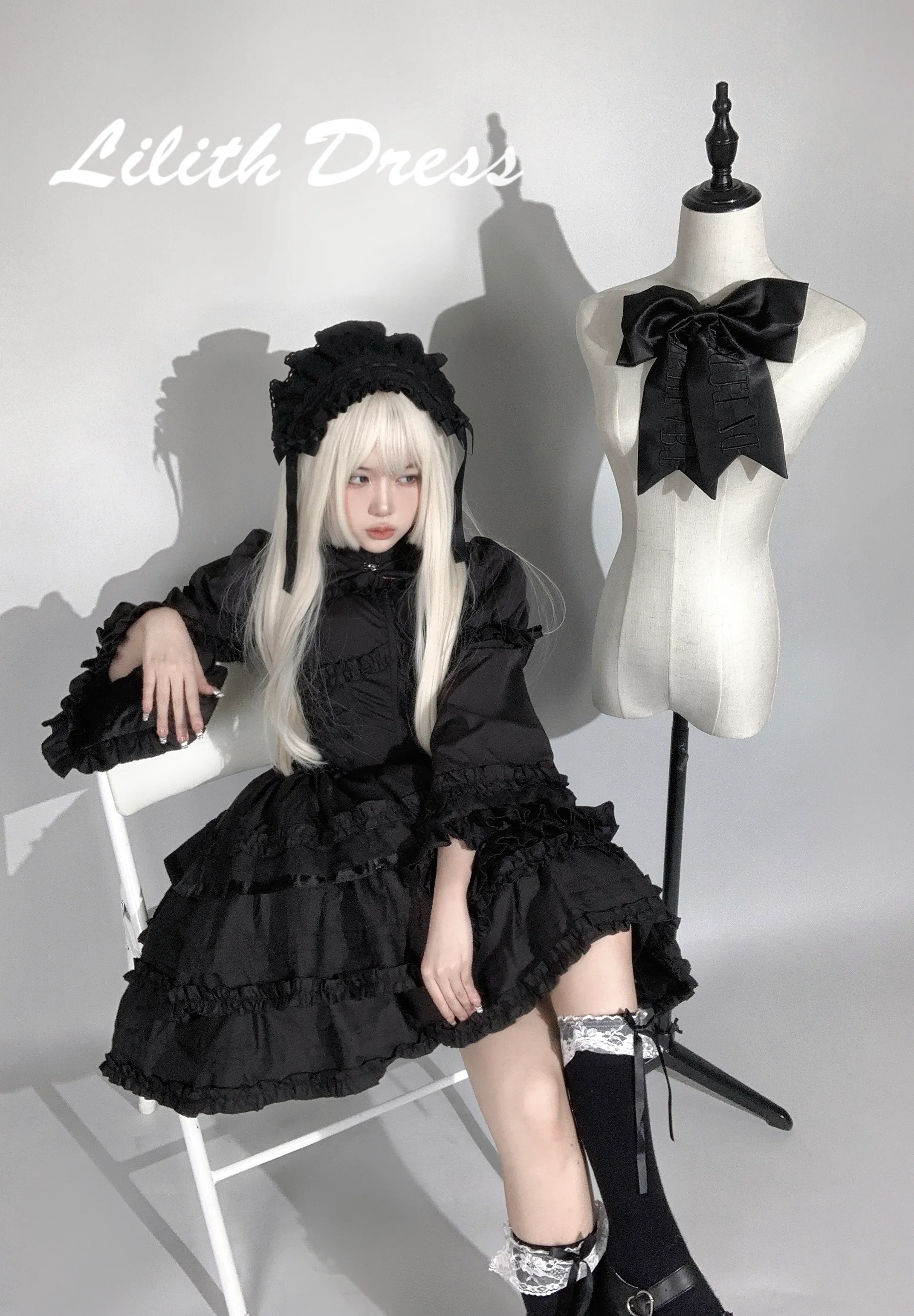 Mengfuzi - LiLith - Christmas Gothic Lolita JSK Dress, Short Sleeve Bolero - Image 7