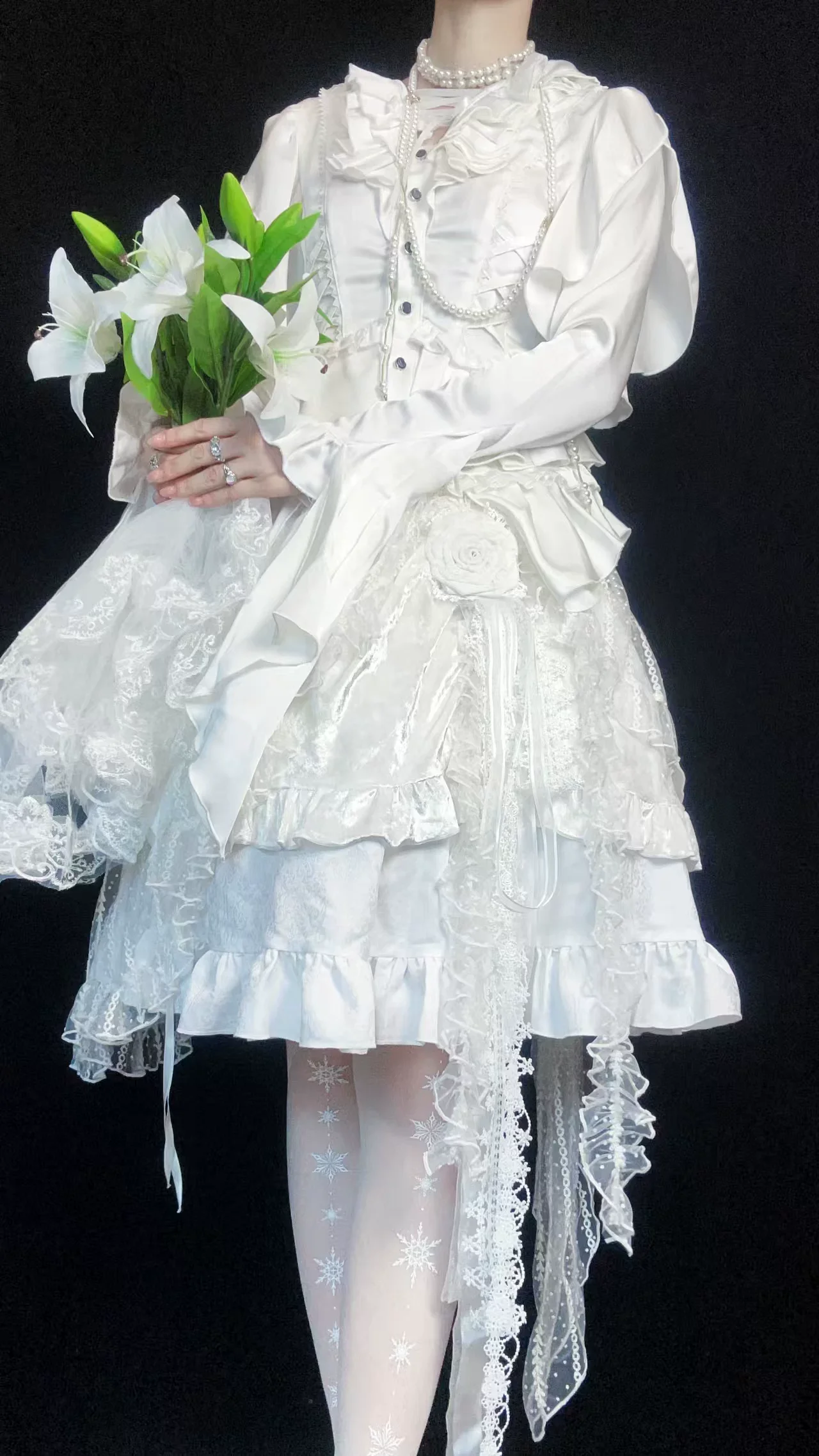 Abyssal Echo - Mermaid Inspired Ouji Lolita Shirt & Side Zipper SK Dress - Image 24