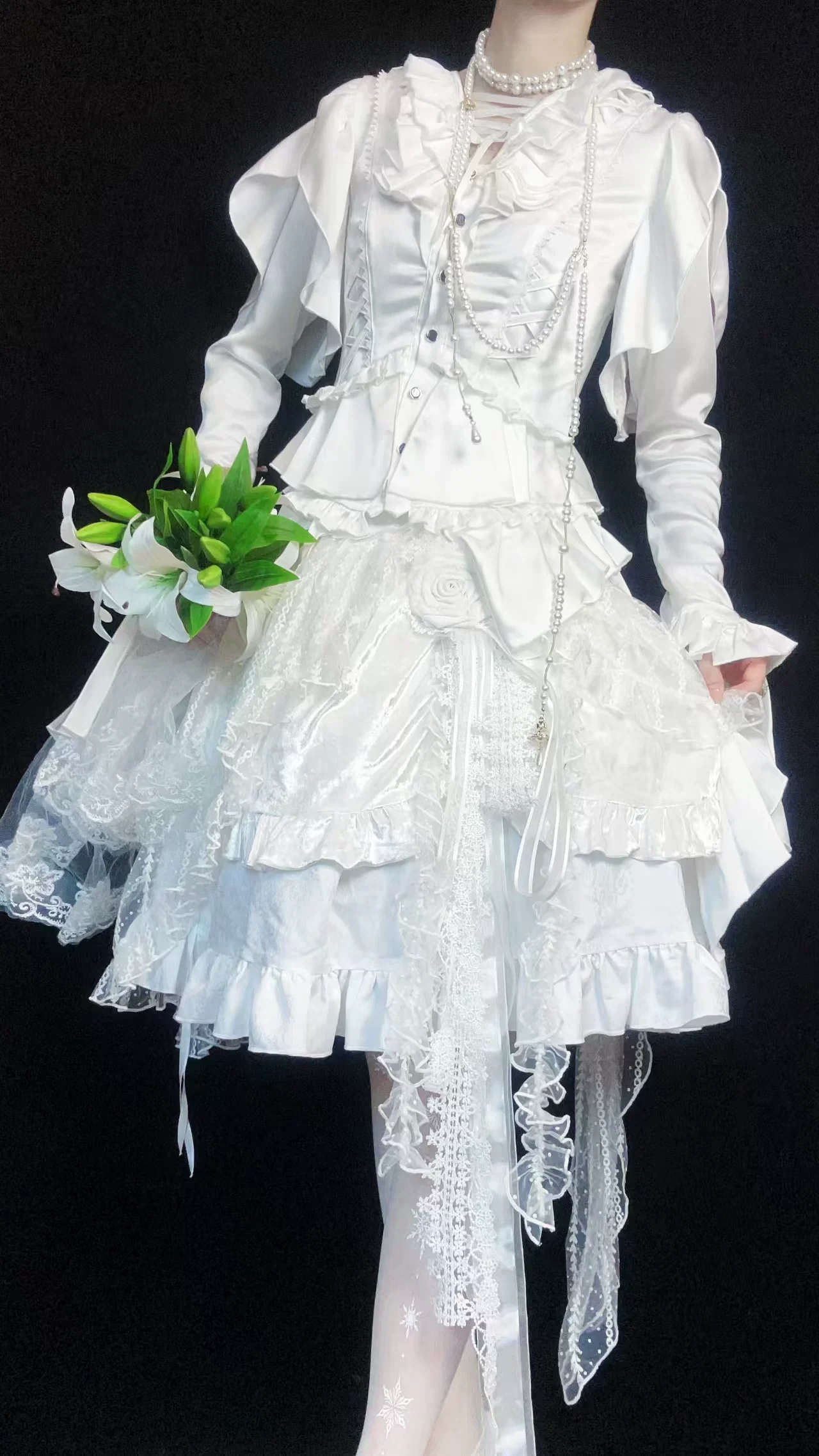 Abyssal Echo - Mermaid Inspired Ouji Lolita Shirt & Side Zipper SK Dress - Image 25