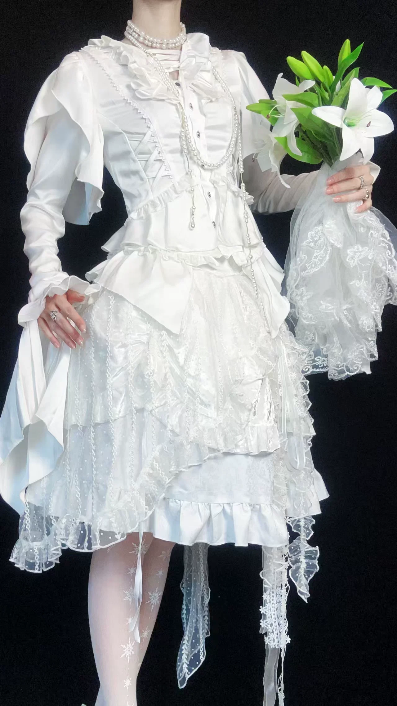 Abyssal Echo - Mermaid Inspired Ouji Lolita Shirt & Side Zipper SK Dress - Image 26