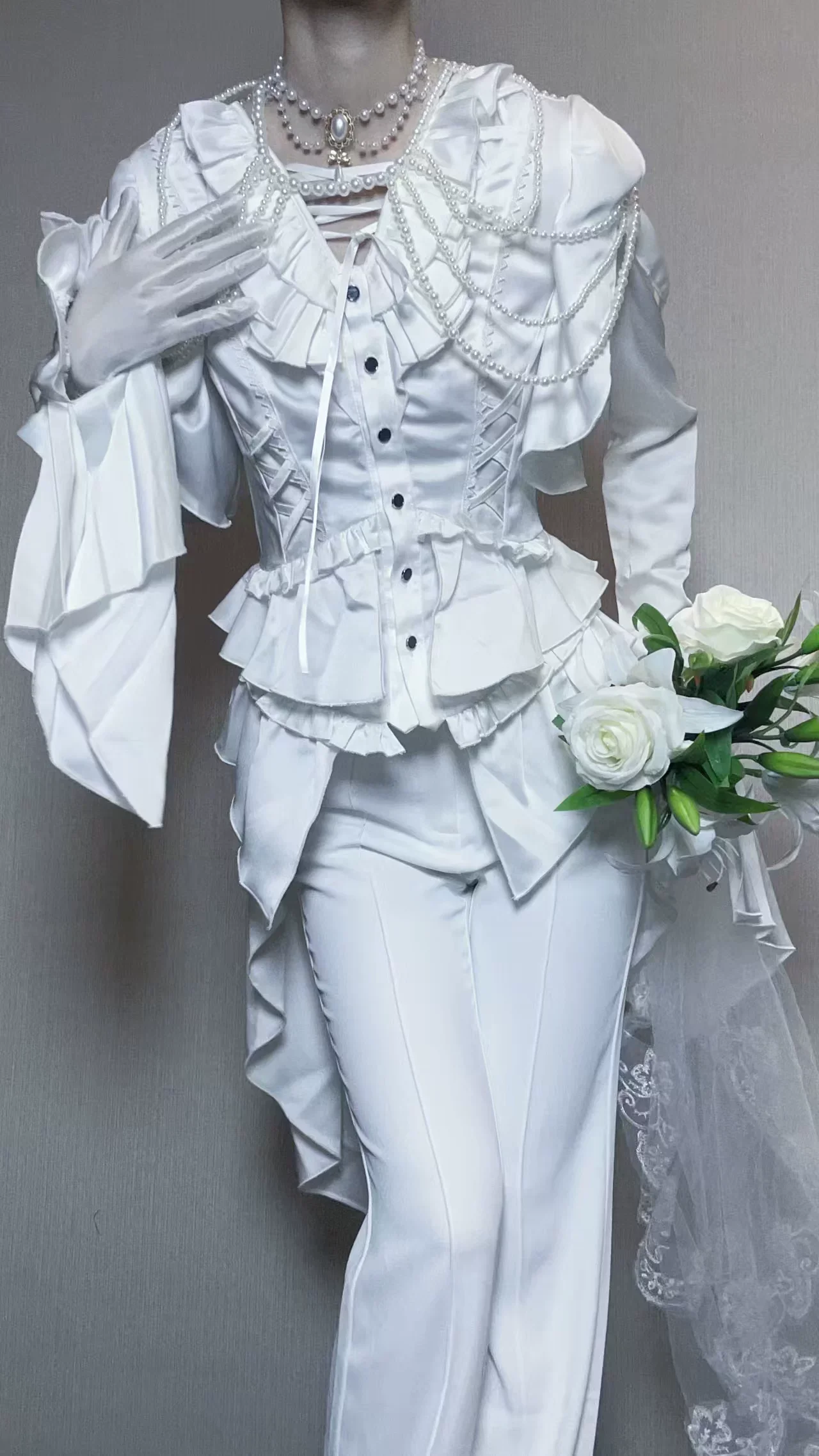 Abyssal Echo - Mermaid Inspired Ouji Lolita Shirt & Side Zipper SK Dress - Image 27