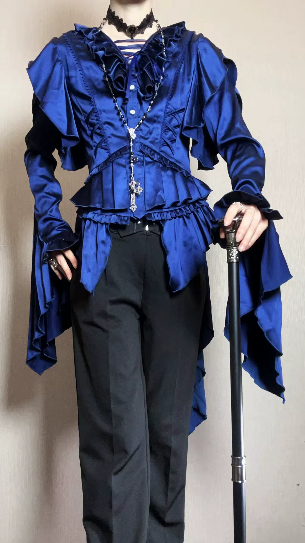 Abyssal Echo - Mermaid Inspired Ouji Lolita Shirt & Side Zipper SK Dress - Image 32