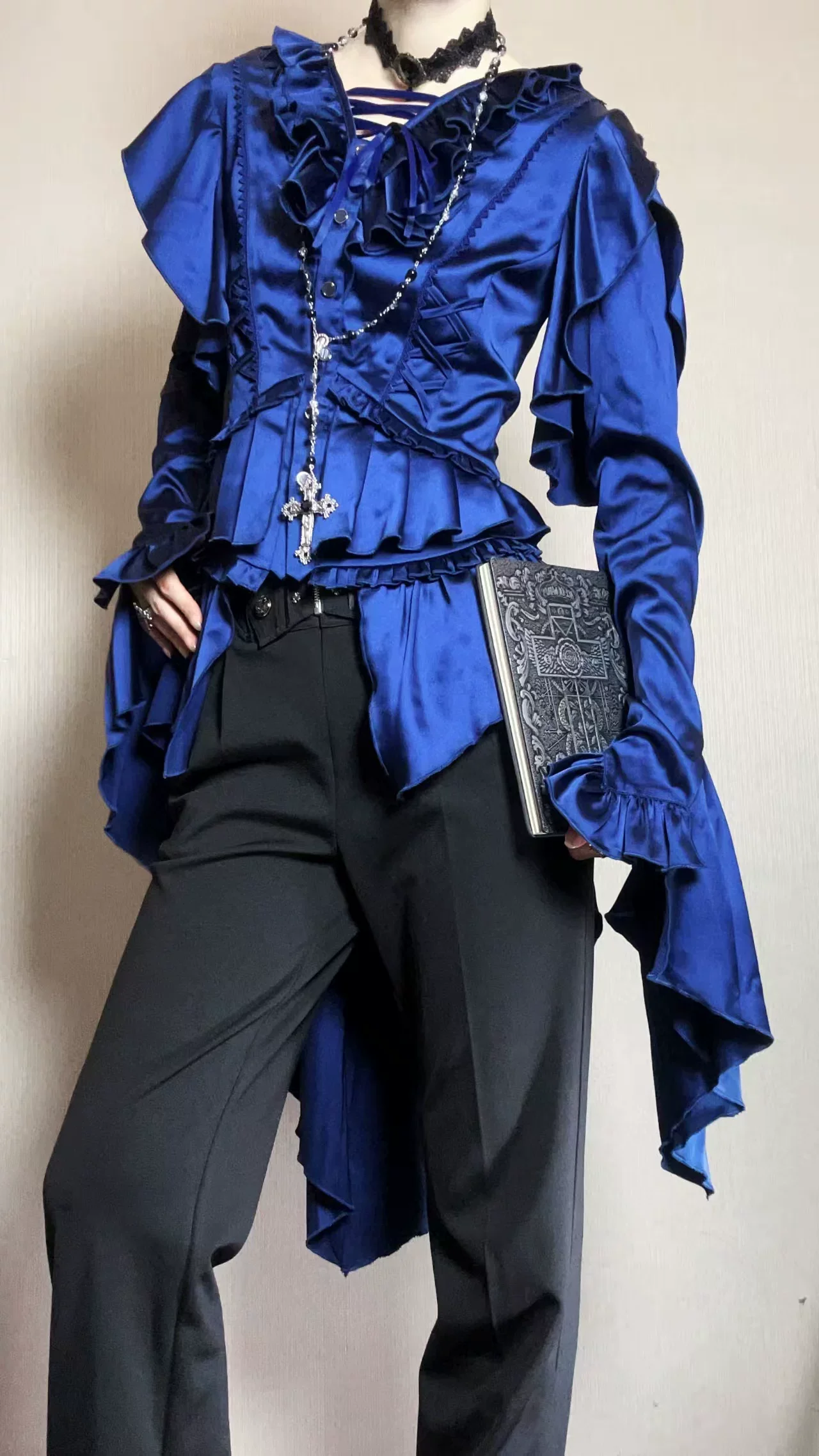 Abyssal Echo - Mermaid Inspired Ouji Lolita Shirt & Side Zipper SK Dress - Image 34