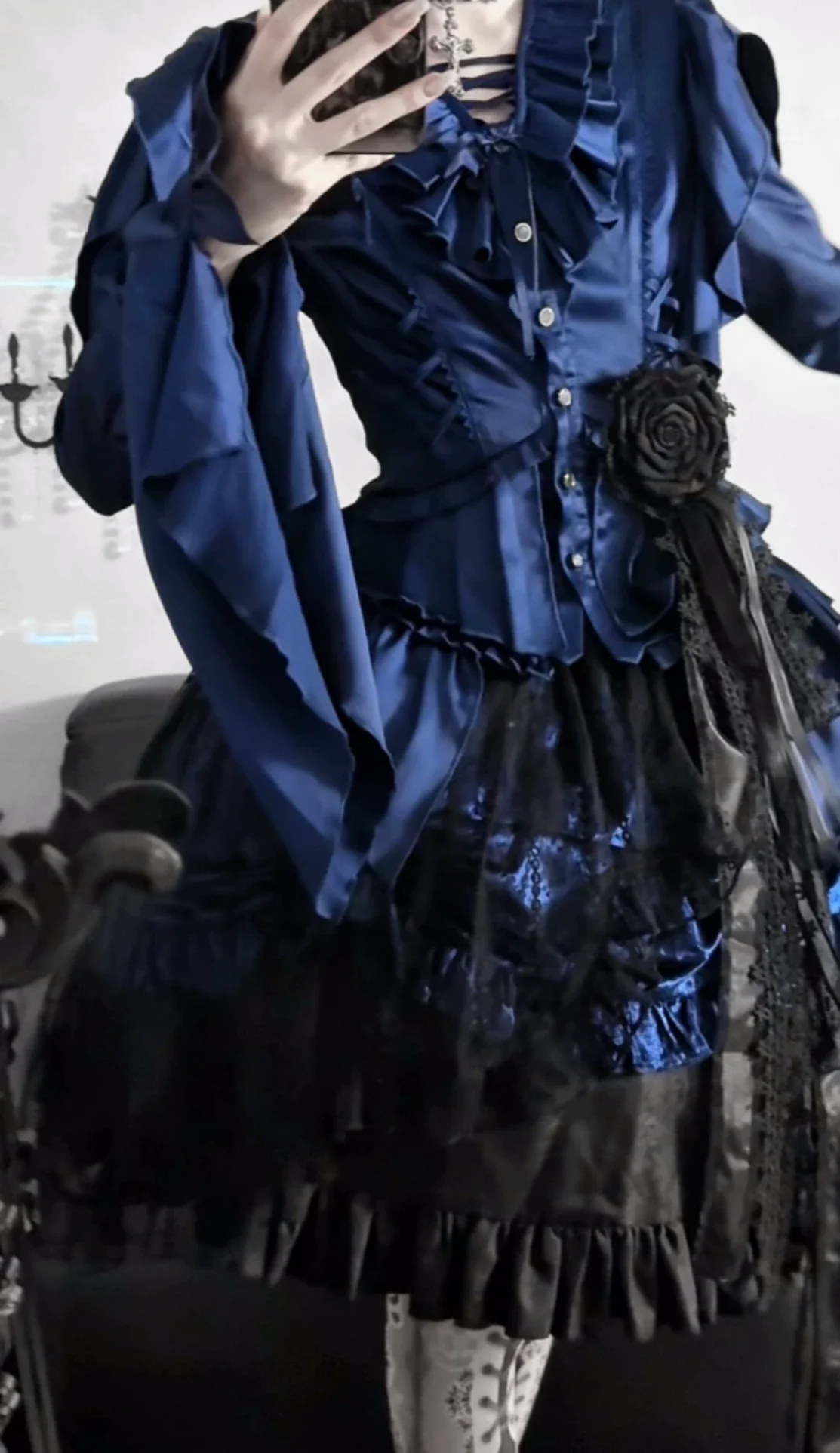 Abyssal Echo - Mermaid Inspired Ouji Lolita Shirt & Side Zipper SK Dress - Image 35