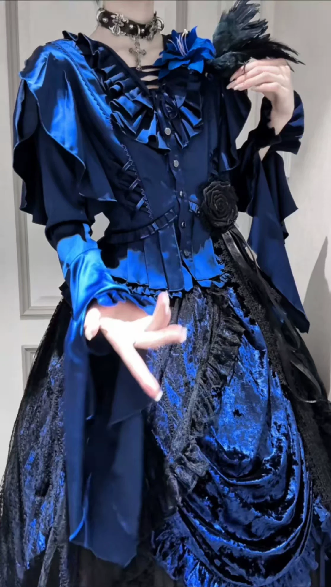 Abyssal Echo - Mermaid Inspired Ouji Lolita Shirt & Side Zipper SK Dress - Image 36