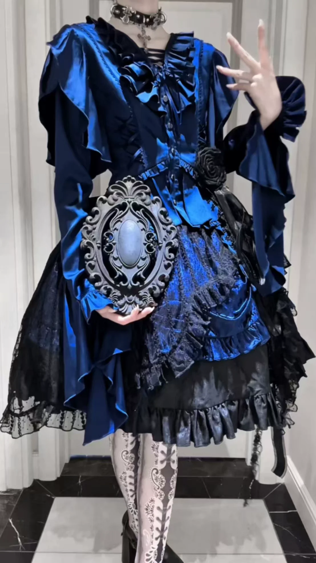 Abyssal Echo - Mermaid Inspired Ouji Lolita Shirt & Side Zipper SK Dress - Image 39