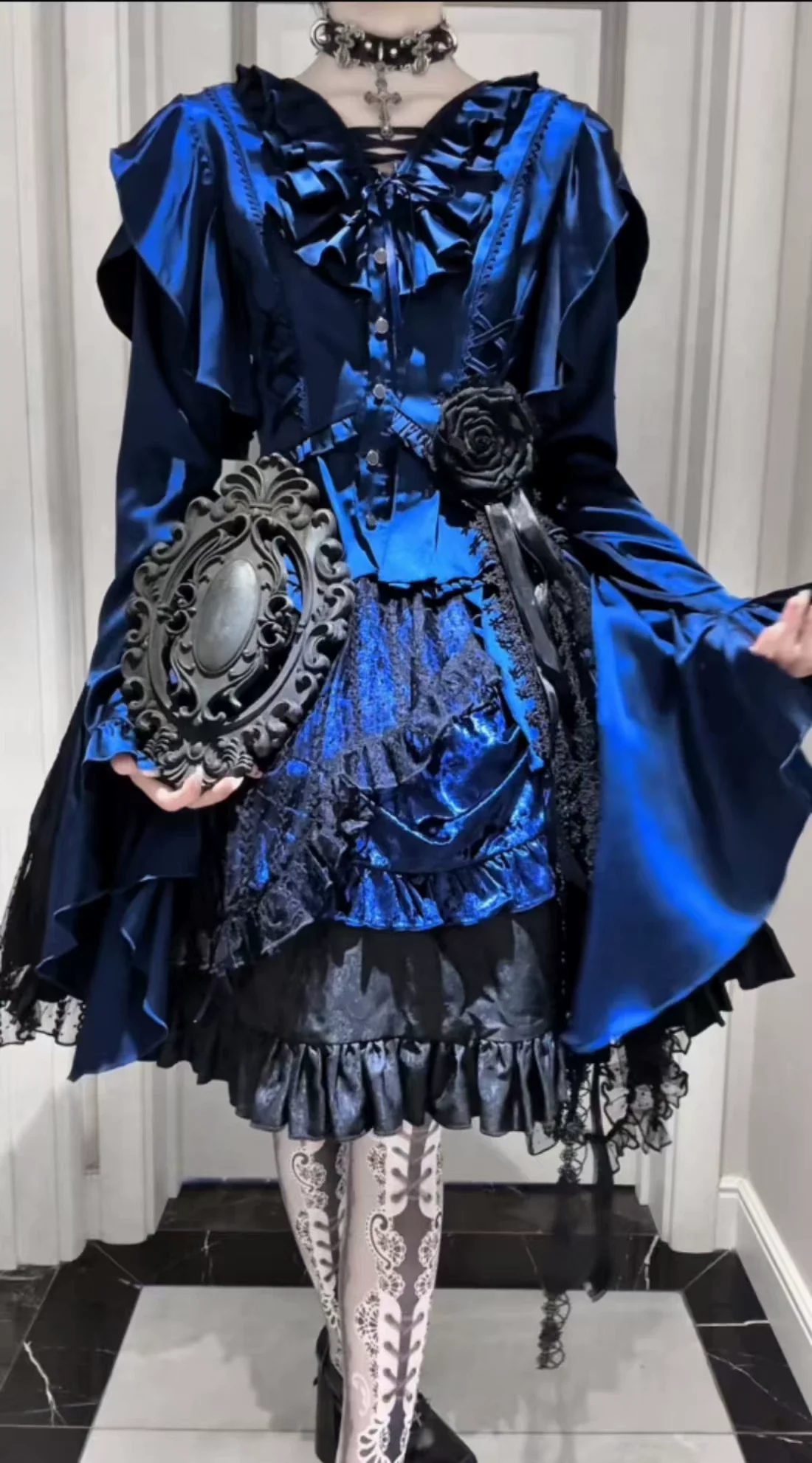 Abyssal Echo - Mermaid Inspired Ouji Lolita Shirt & Side Zipper SK Dress - Image 40