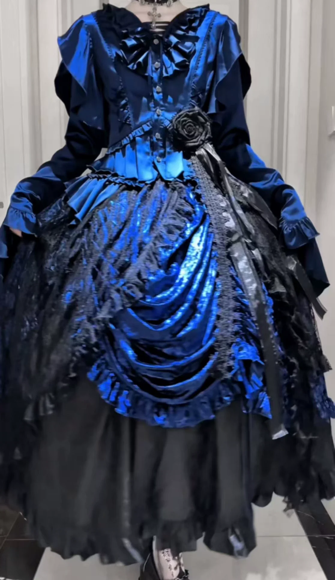 Abyssal Echo - Mermaid Inspired Ouji Lolita Shirt & Side Zipper SK Dress - Image 41