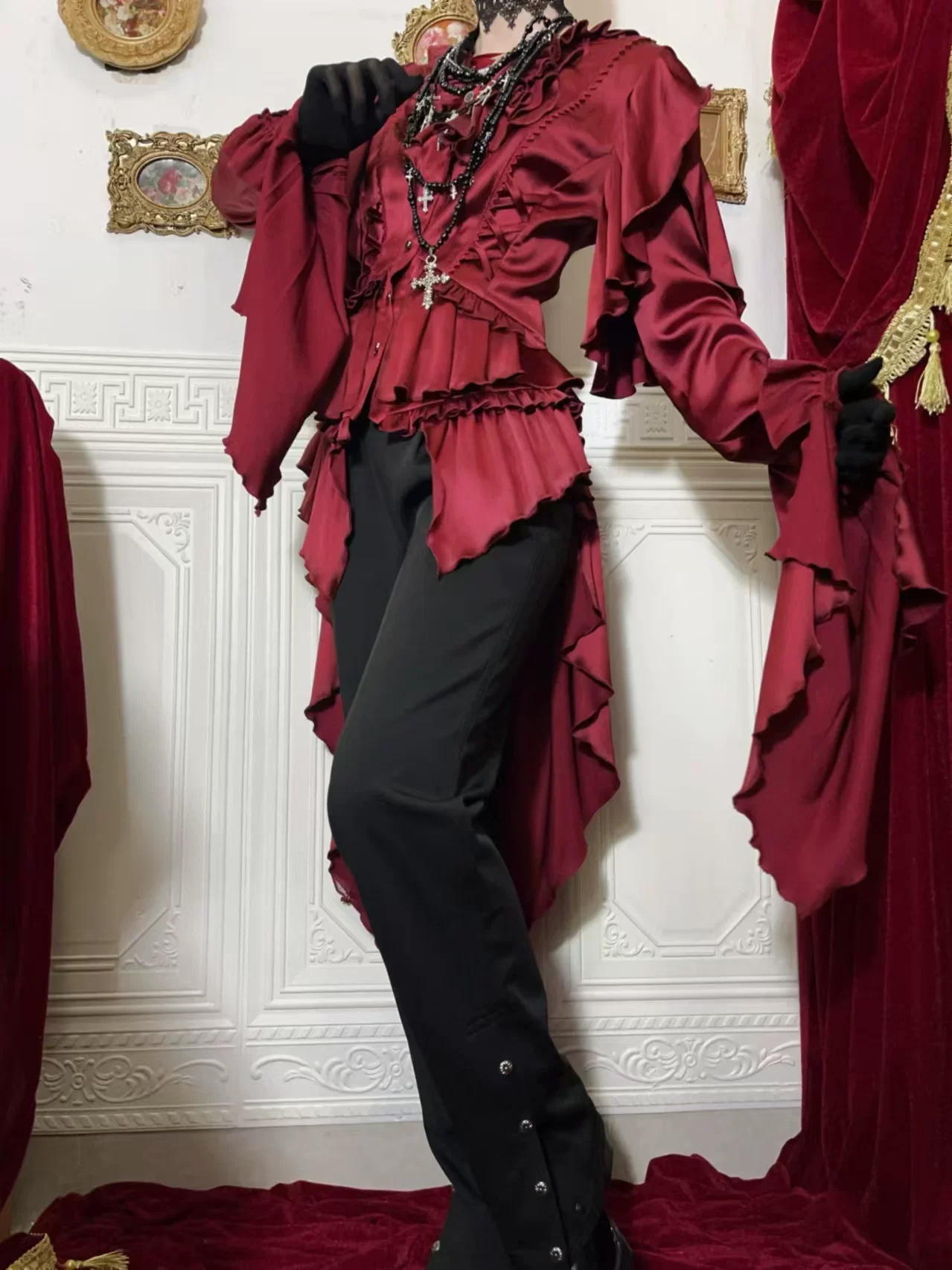 Abyssal Echo - Mermaid Inspired Ouji Lolita Shirt & Side Zipper SK Dress - Image 48