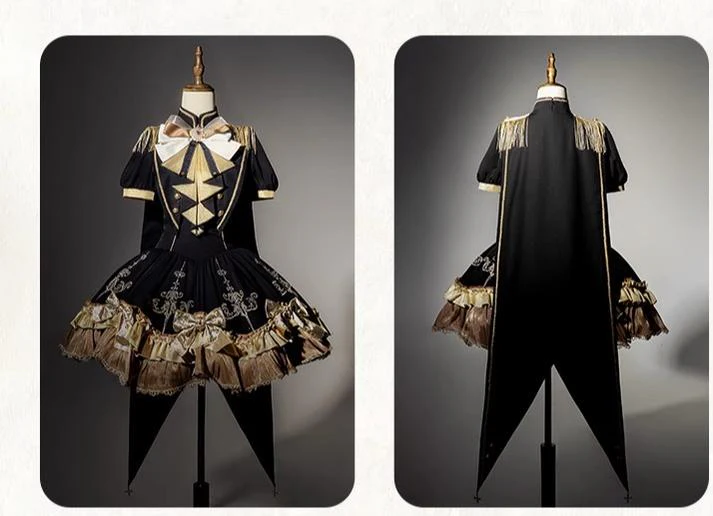 Glitter Oath - Military Lolita OP Dress with Detachable Split Tail Cloak - Image 20
