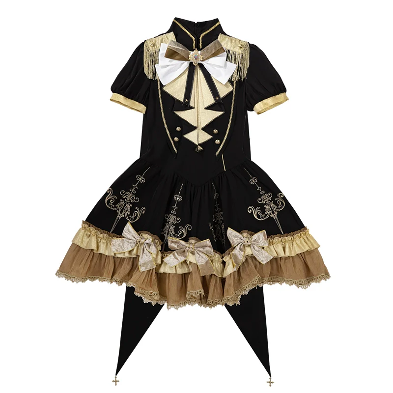 Glitter Oath - Military Lolita OP Dress with Detachable Split Tail Cloak - Image 23