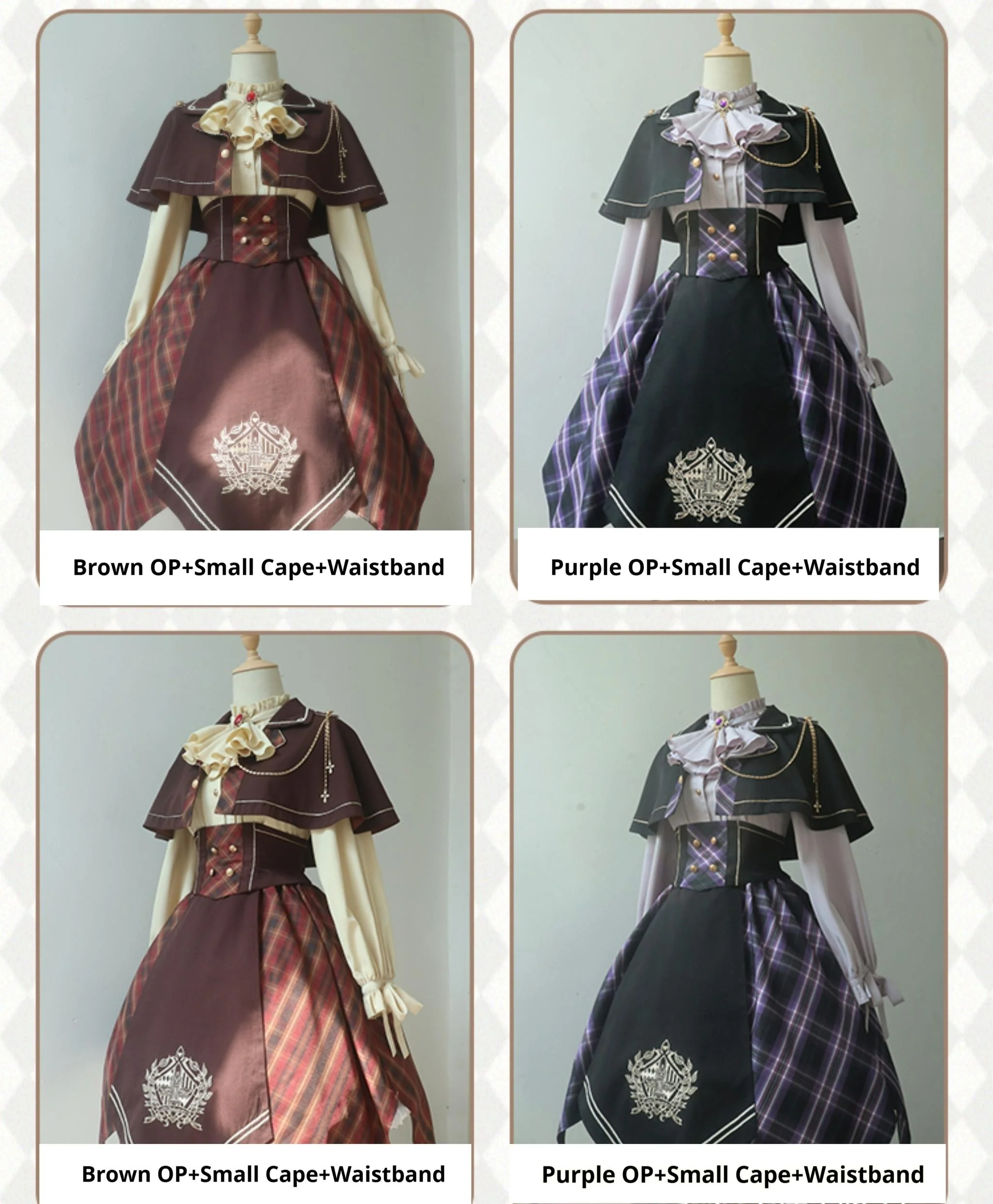 Queen's Game - Military Lolita OP, Ouji Plaid Lolita Dress Set - Image 19