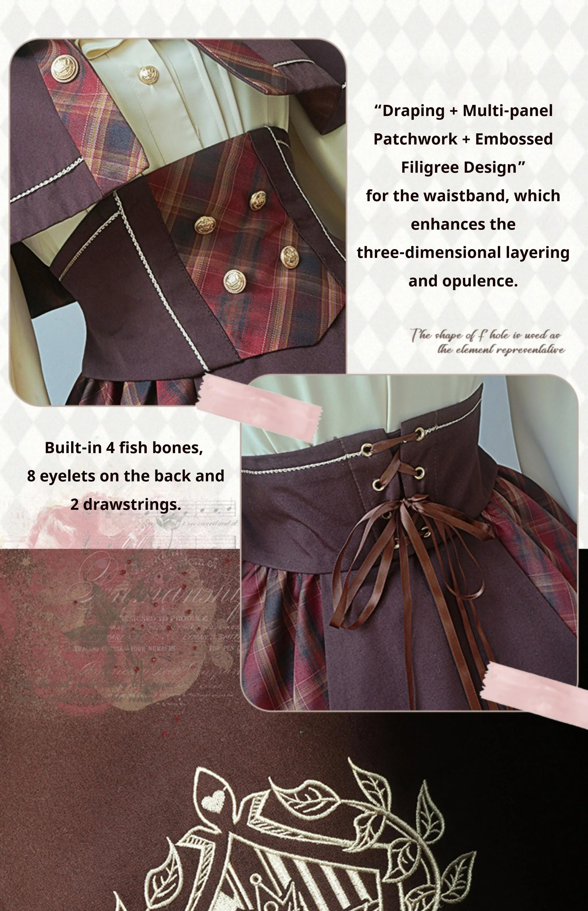 Queen's Game - Military Lolita OP, Ouji Plaid Lolita Dress Set - Image 23