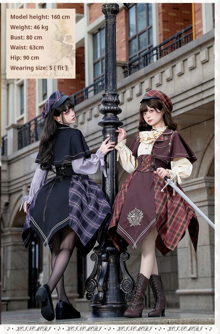 Queen's Game - Military Lolita OP, Ouji Plaid Lolita Dress Set - Image 4