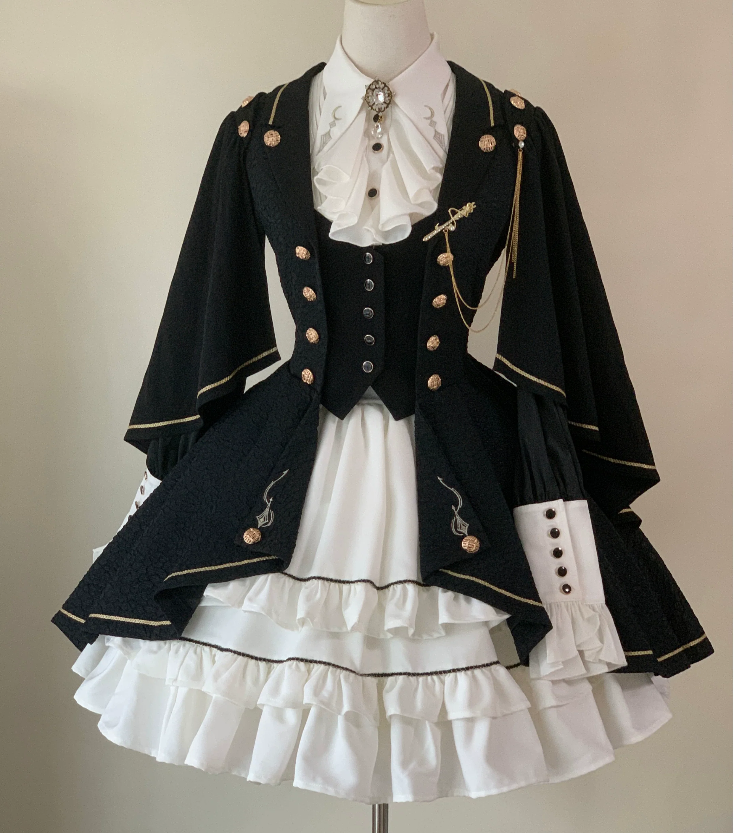 SilentMars - Fallen Moon Rule - Military Lolita Shirt Set Retro Knight Style Blouse - Image 10