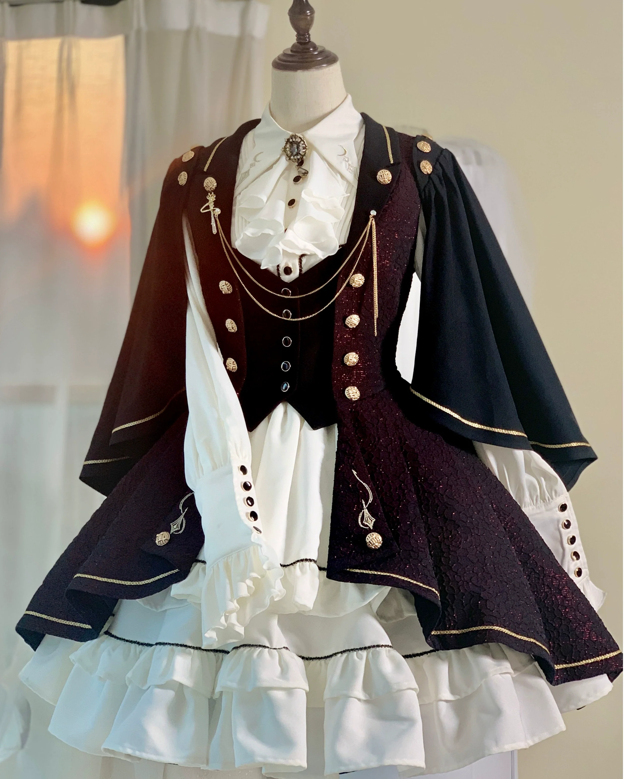 SilentMars - Fallen Moon Rule - Military Lolita Shirt Set Retro Knight Style Blouse - Image 14